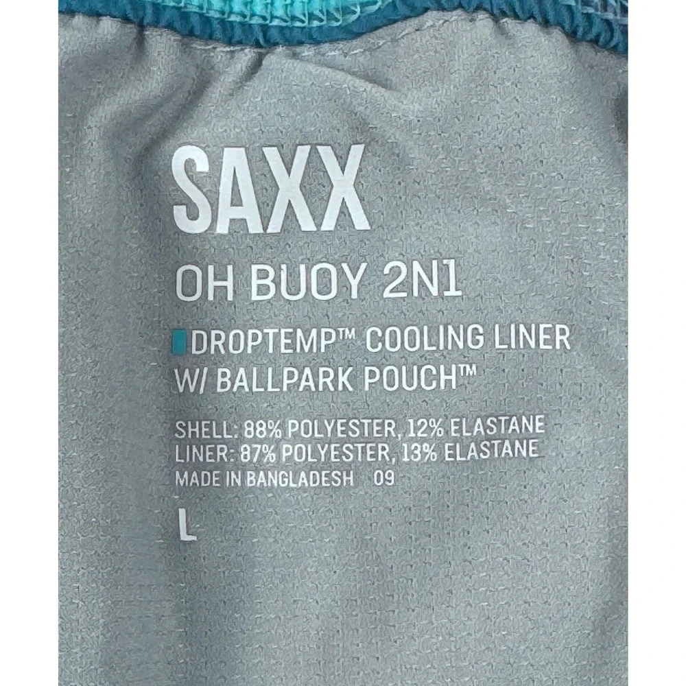 SAXX Oh Buoy 2N1 Swim Shorts Mens Large Blue Purple Jet Ski BallPark Pouch 5 In